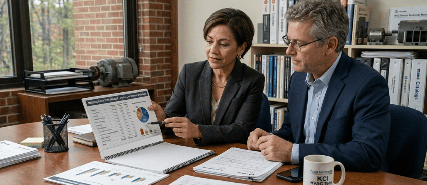 Predictive analytics for manufacturer reps applied to manufacturer performance reports and product line revenue analysis