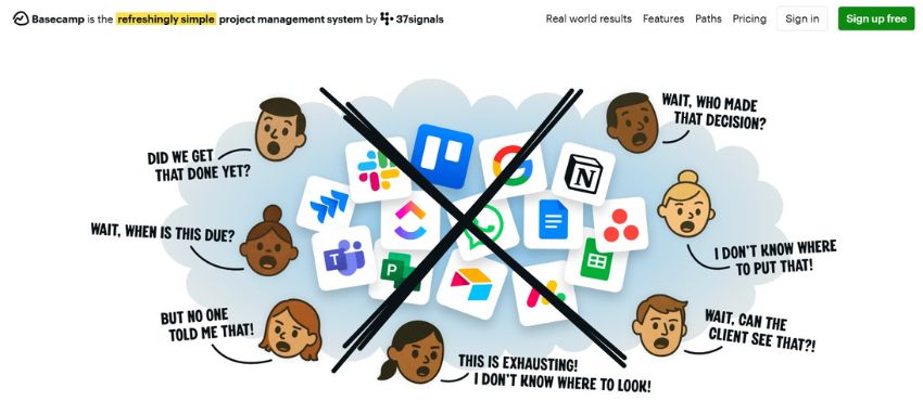 basecamp homepage