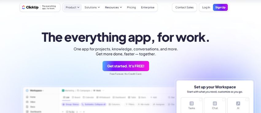 clickup homepage