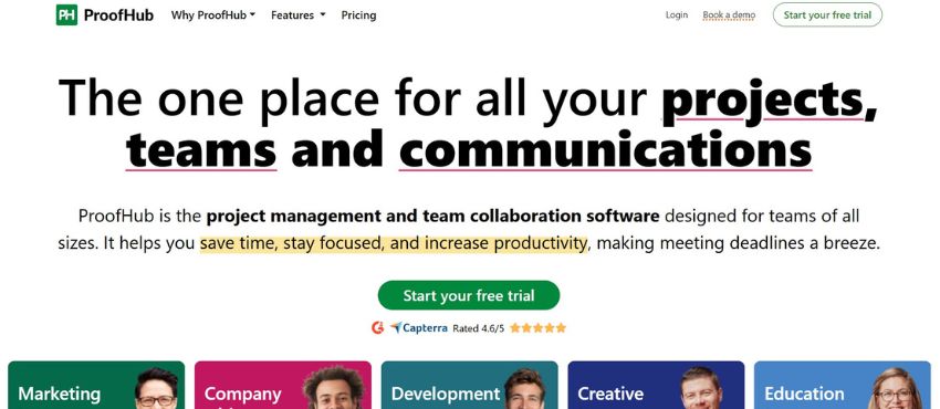 proofhub homepage