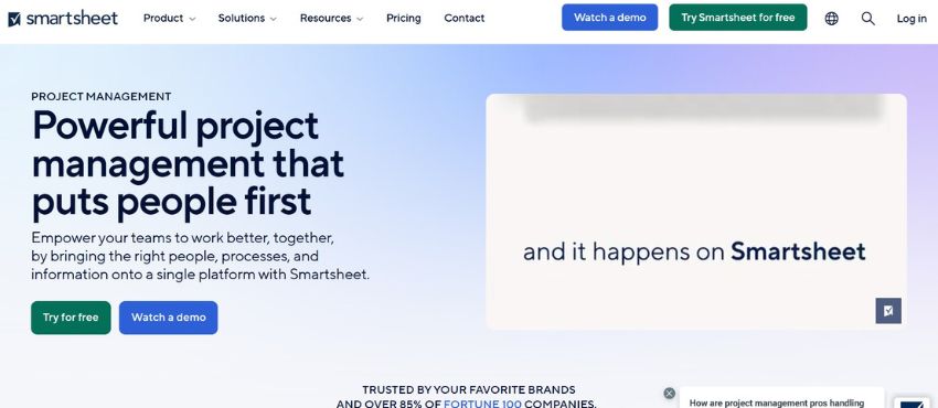 smartsheet hompage