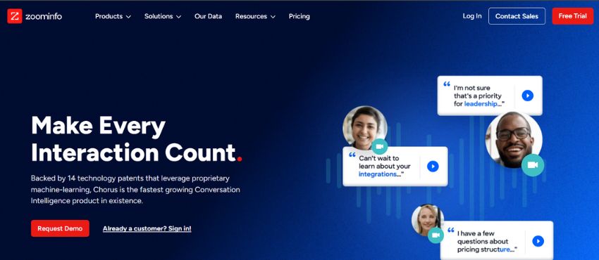 Chorus.ai homepage