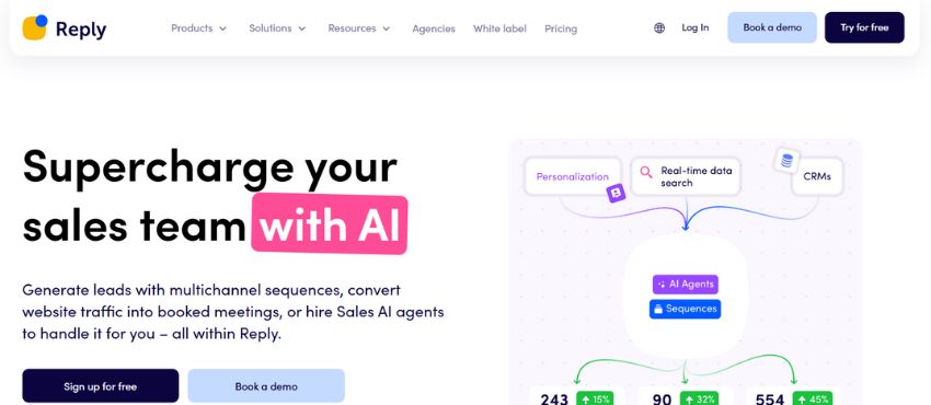 Reply.io homepage