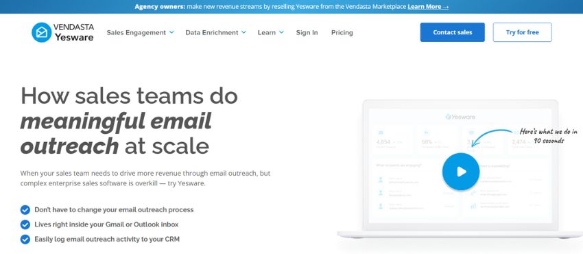 Yesware homepage