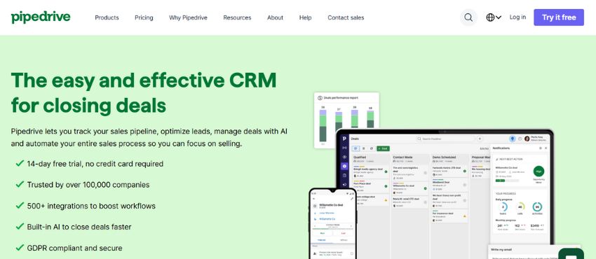 pipedrive homepage