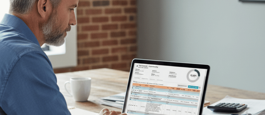 Final Verdict: CRM vs Spreadsheets for Manufacturer Reps. ROM CRM visable on man laptop.