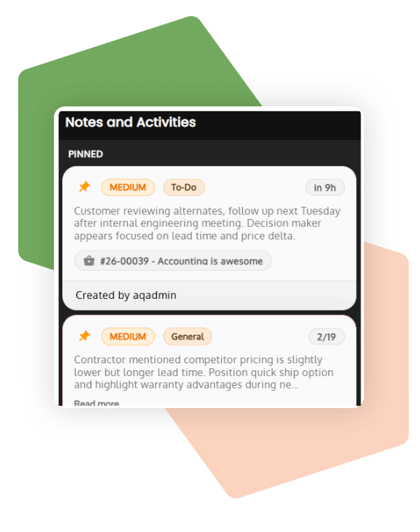 Rep CRM Notes and Activities view Rep CRM Notes and Activities view