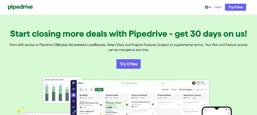 Pipedrive homepage