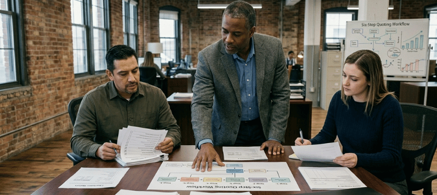 Building a repeatable quoting process for manufacturer reps using standardized workflows, quote templates, and approval steps